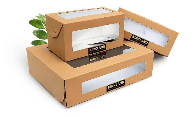 Cajas de la línea Tahona de Compospack, en papel Kraft con ventana de PLA